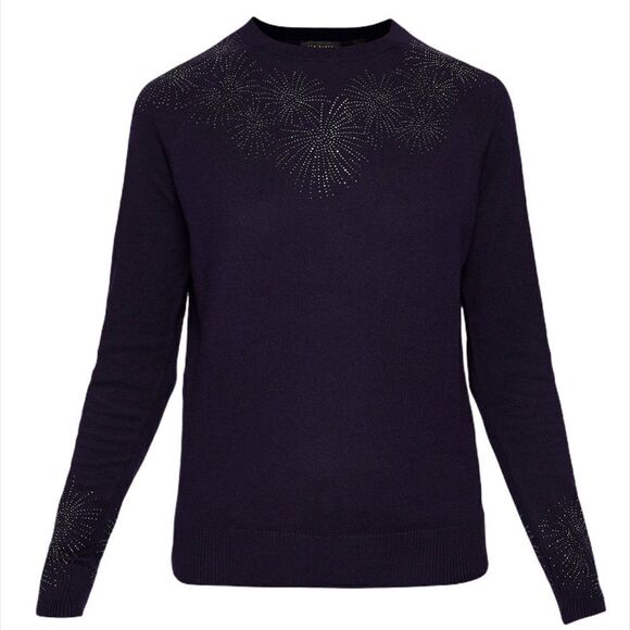 Ted Baker Crew Neck Sweater Amyrlis Stardust Neutral Knit New Size 4 (Large) - Picture 14 of 16